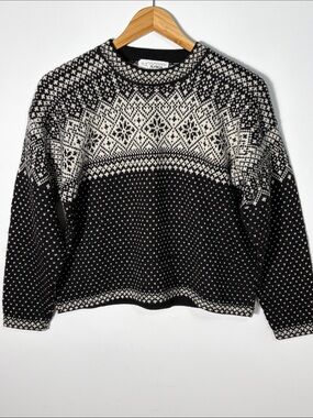 Alpaca Imports Fair Isle Sweater Women’s Small Black White Handmade Peru